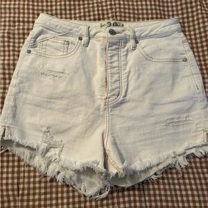 We The Free Frayed Hem White Jean Shorts